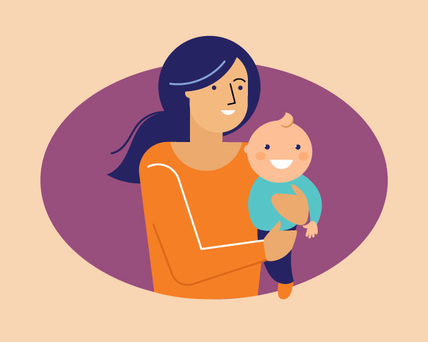 Graphic of woman holding a child.