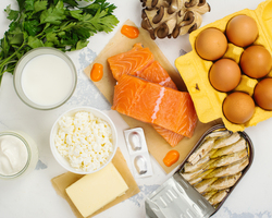 A spread of salmon, eggs and other sources of vitamin D.